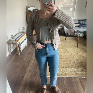 Light beige cardigan with large buttons